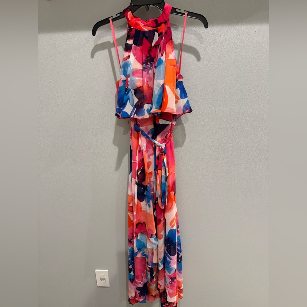 Eliza J size 8 high/low dress with tie waist